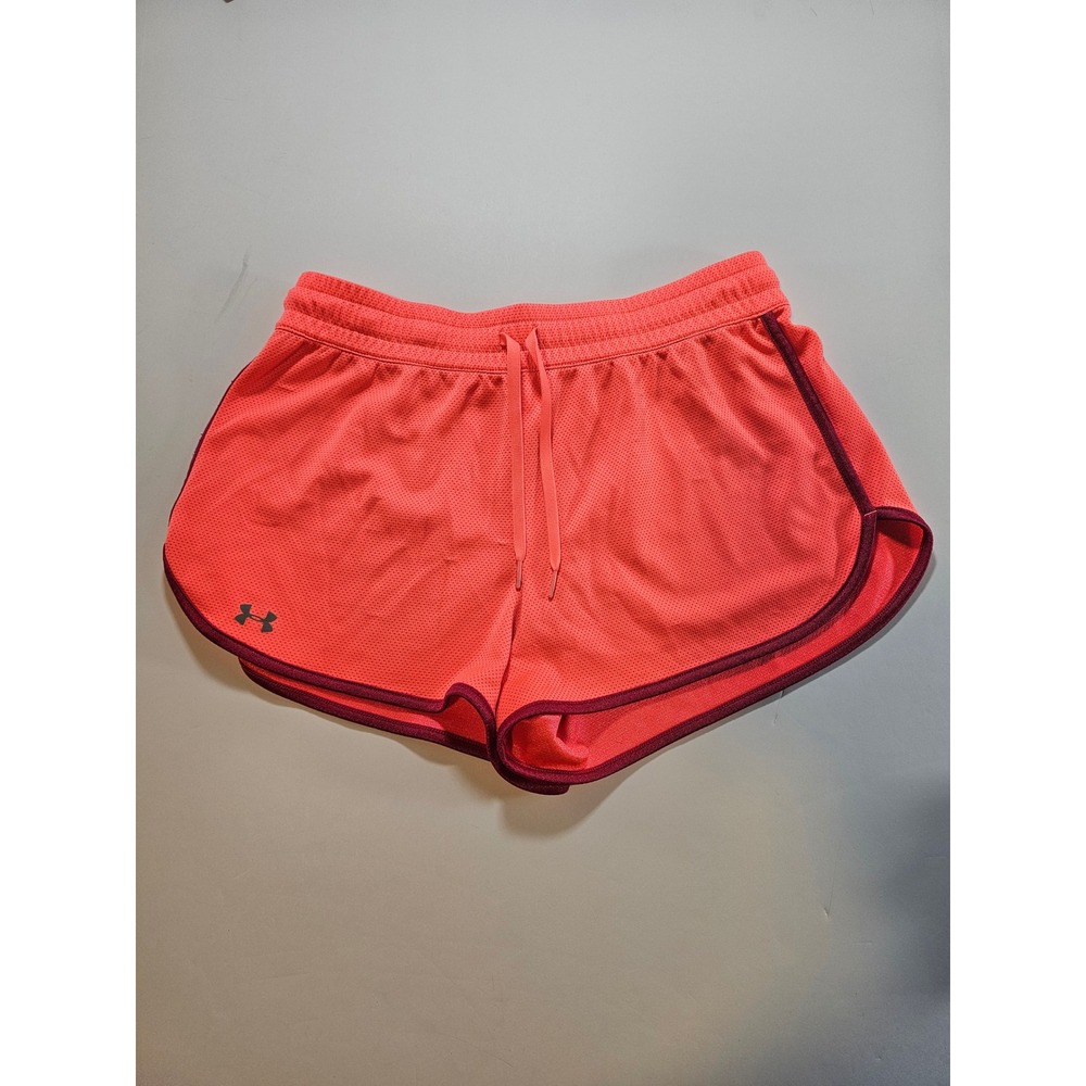 Under Armour HeatGear Shorts Womens Small Coral Pink Running Athletic Gym Mesh